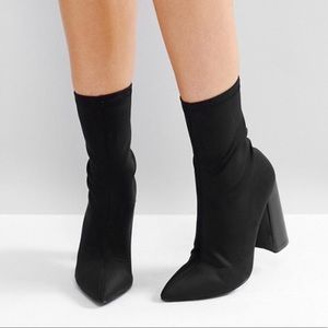 Public Desire Libby Black High Heeled Sock Boots